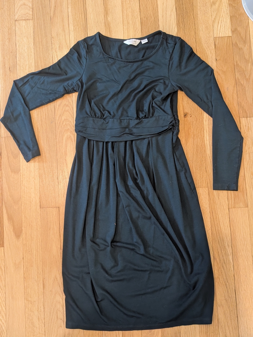 Seraphine Black Long-Sleeve Maternity Dress